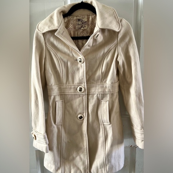 Anthropologie Tulle Wool Blend Cream Peacoat, Size XS - Picture 1 of 13